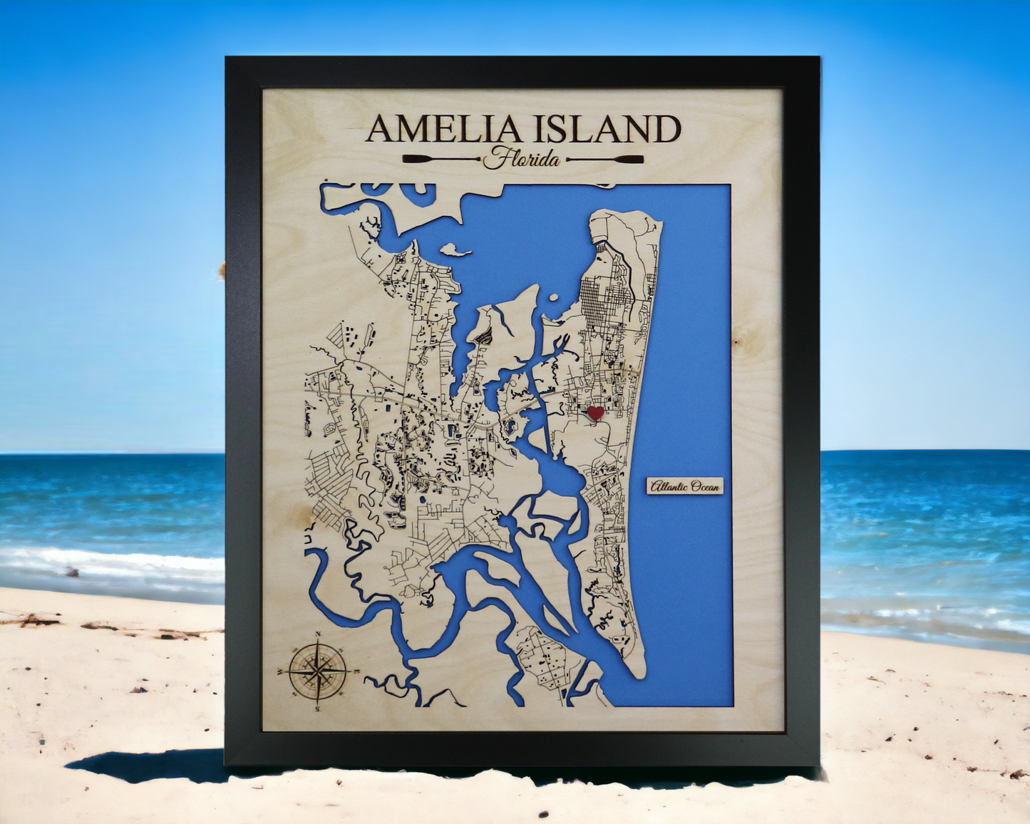 Amelia Island Wooden Map