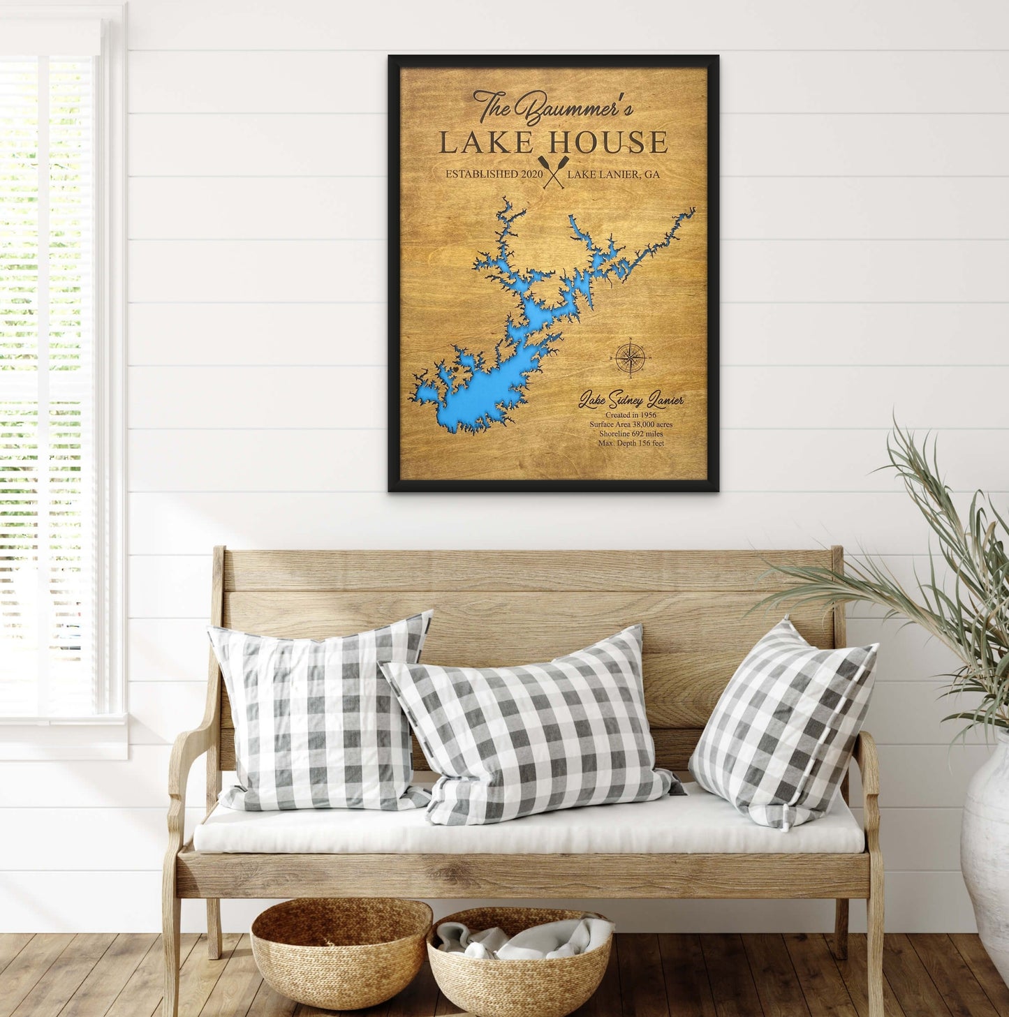 Lake lanie Wooden map