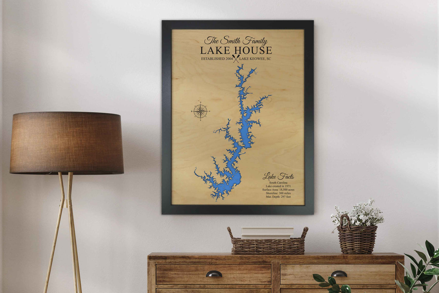 Lake Keowee Wooden map