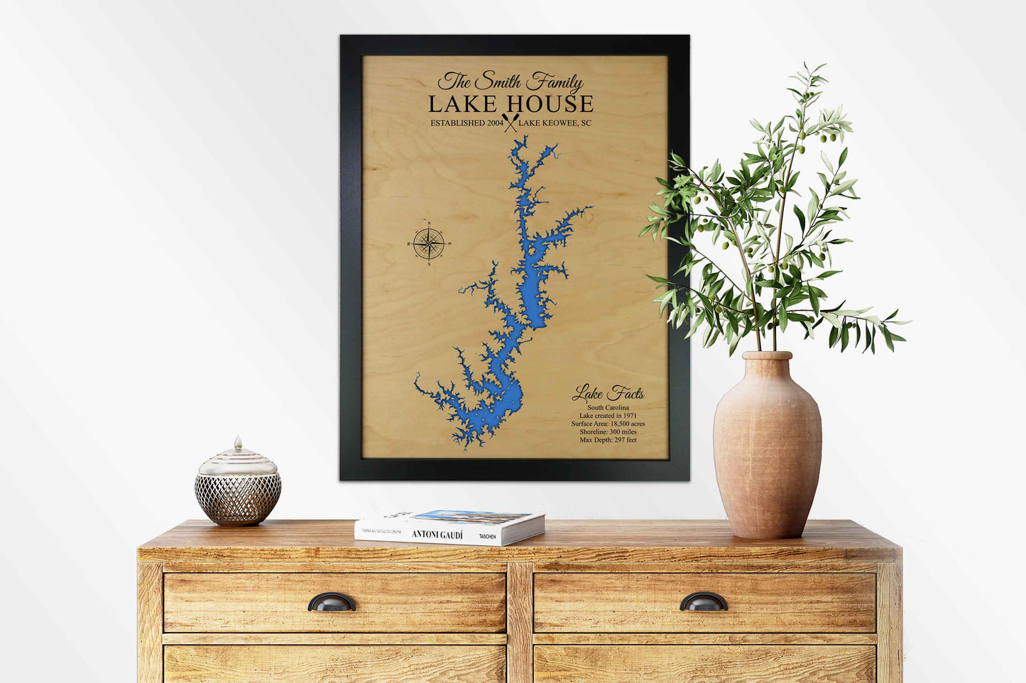 Lake Keowee Wooden map