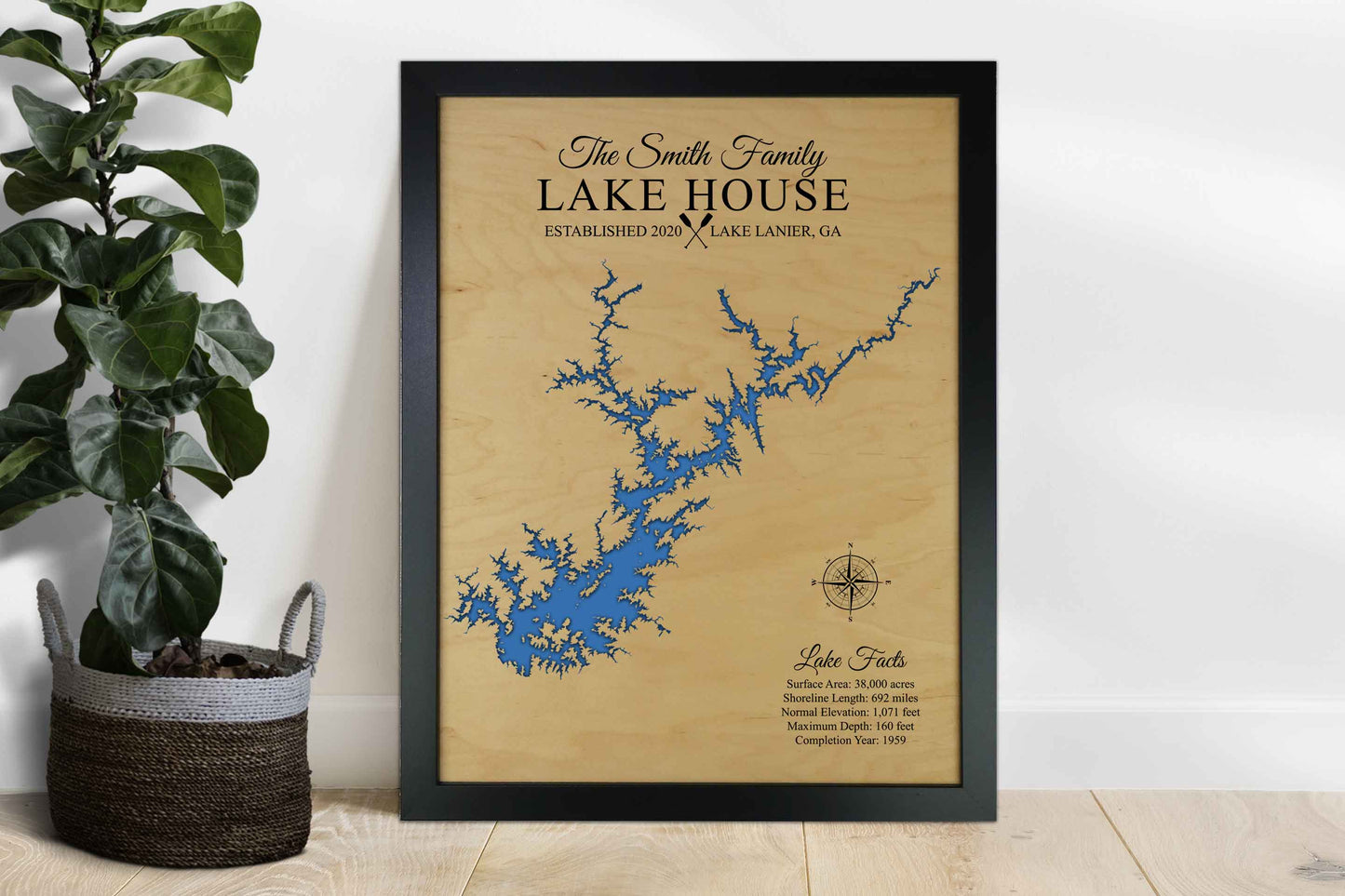 Lake lanie wooden map