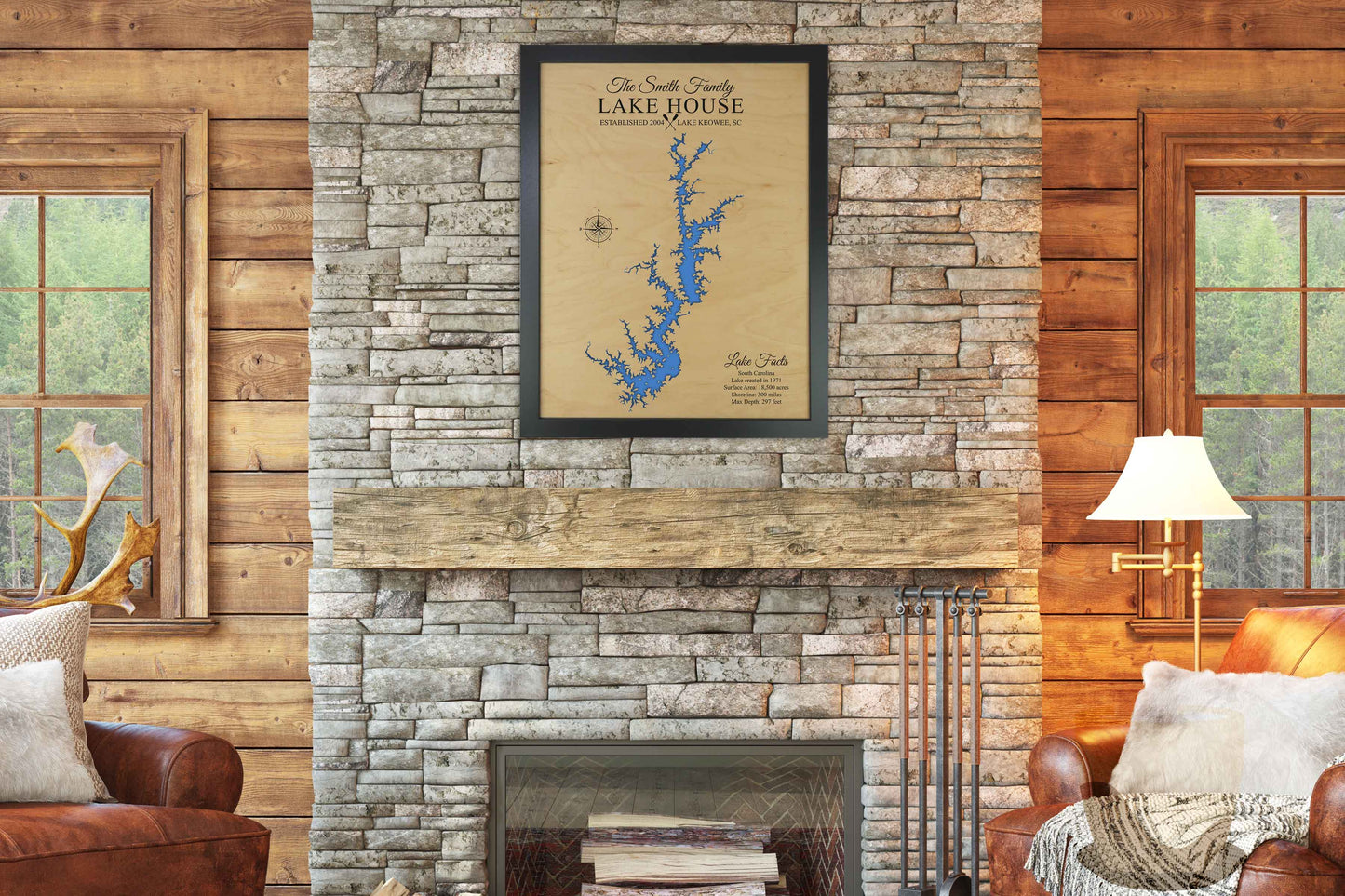 Lake Keowee Wooden map