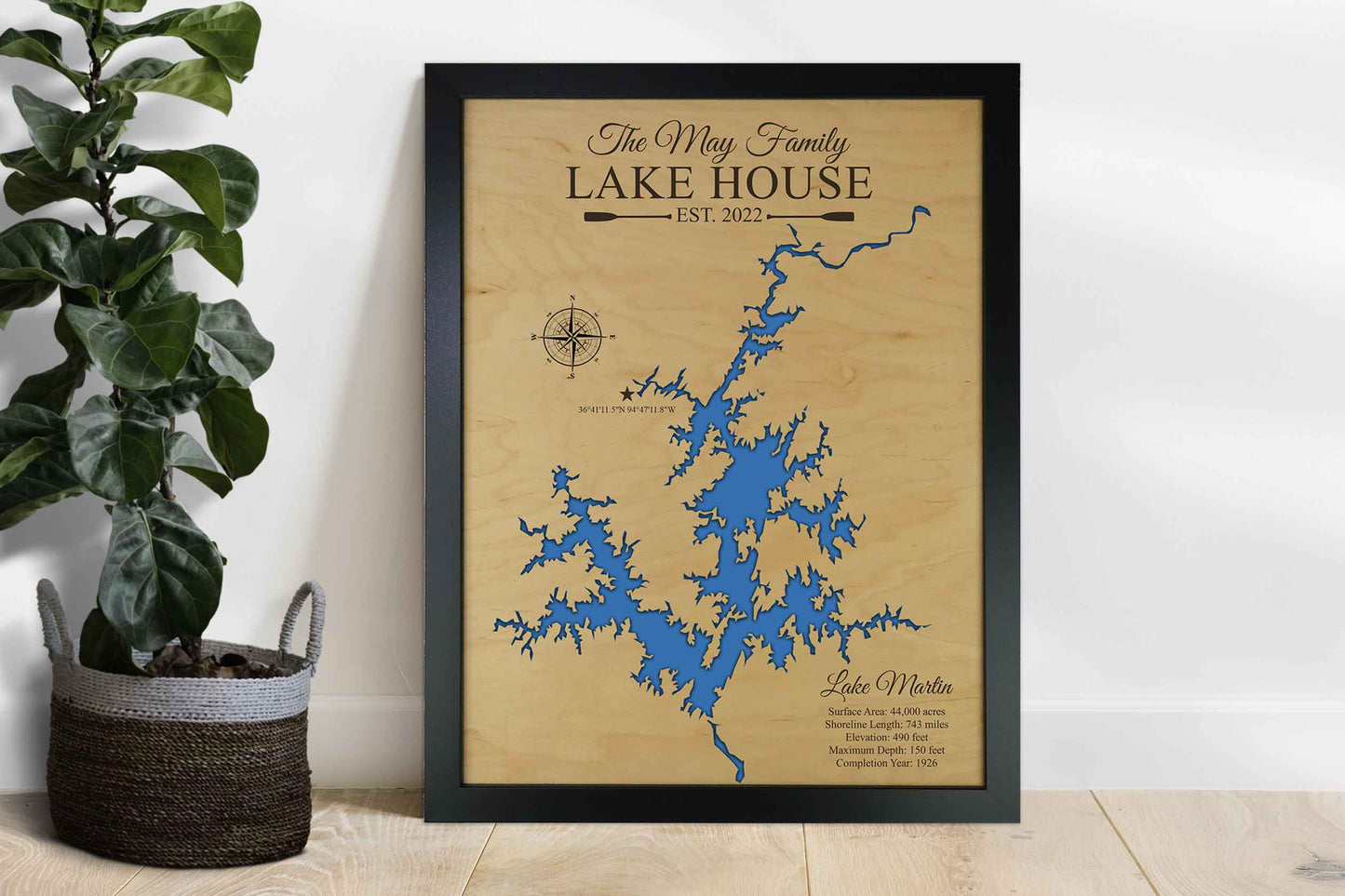 Lake lanie wooden map