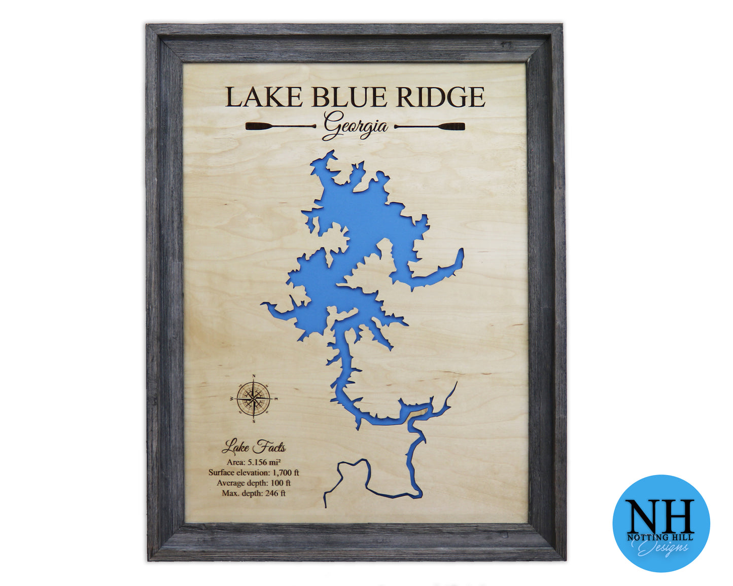 Lake Blueridge wooden map