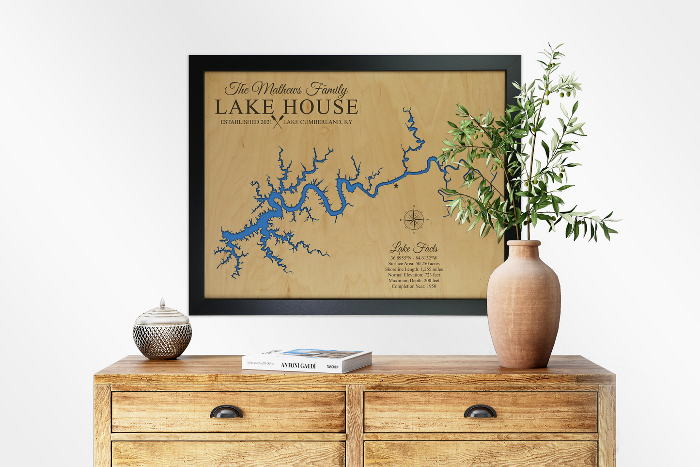 Lake Cumberland wooden map