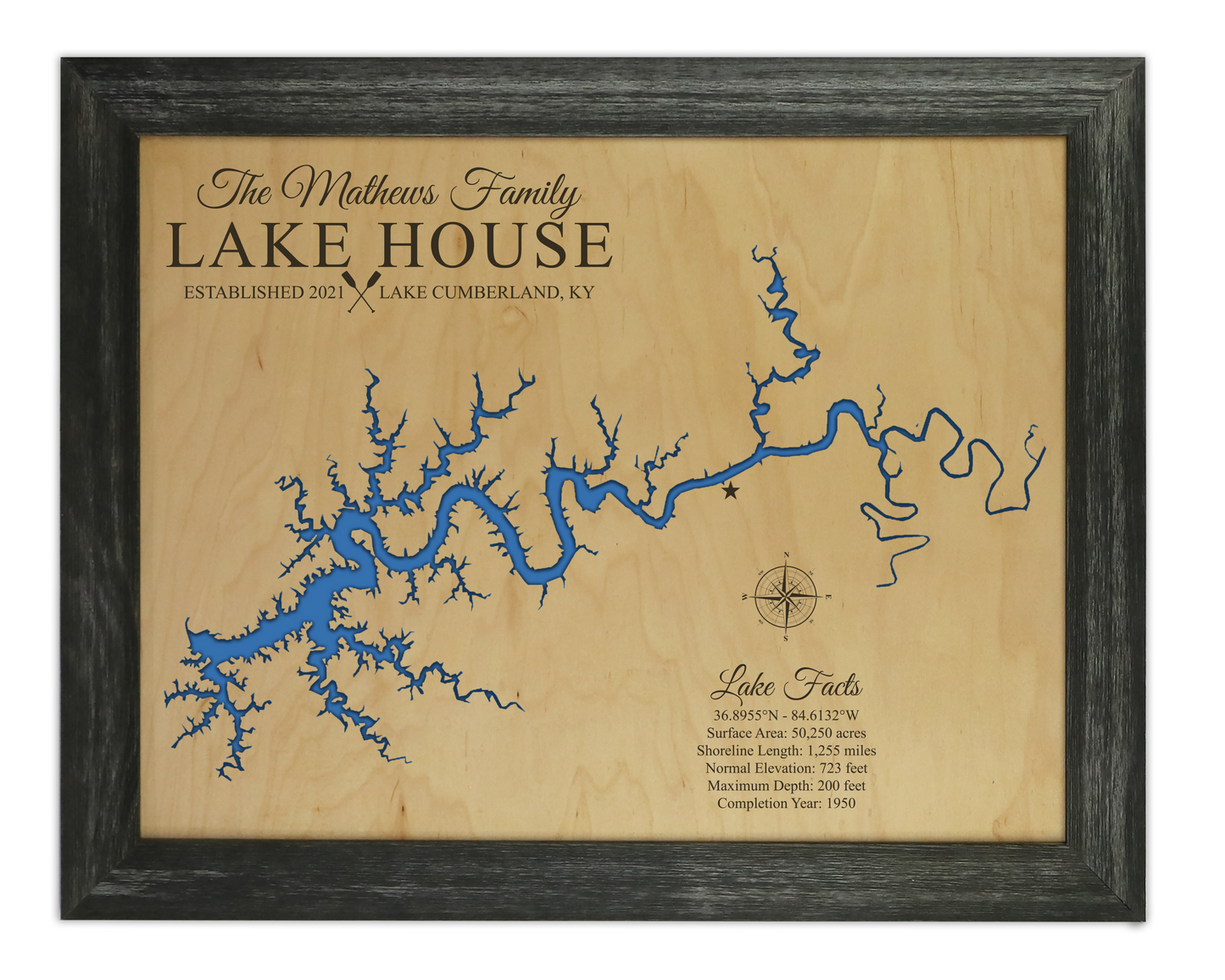 Lake Cumberland wooden map