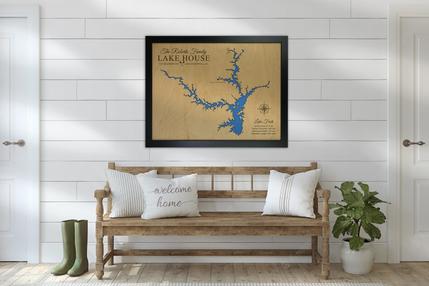 Lake Hartwell wooden map