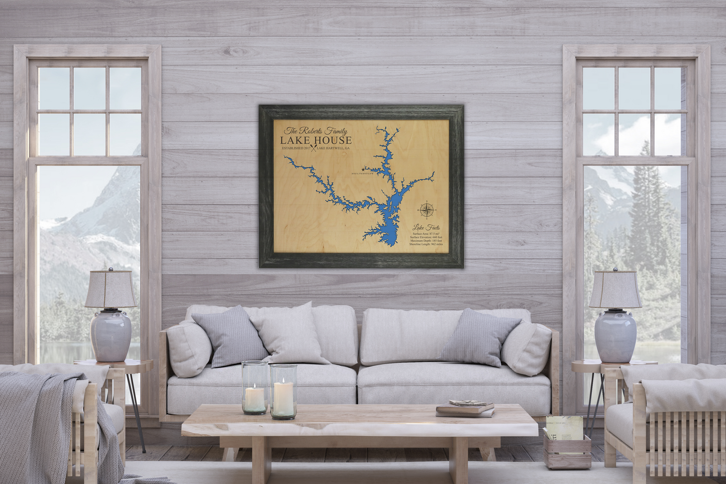 Lake Hartwell Wooden map