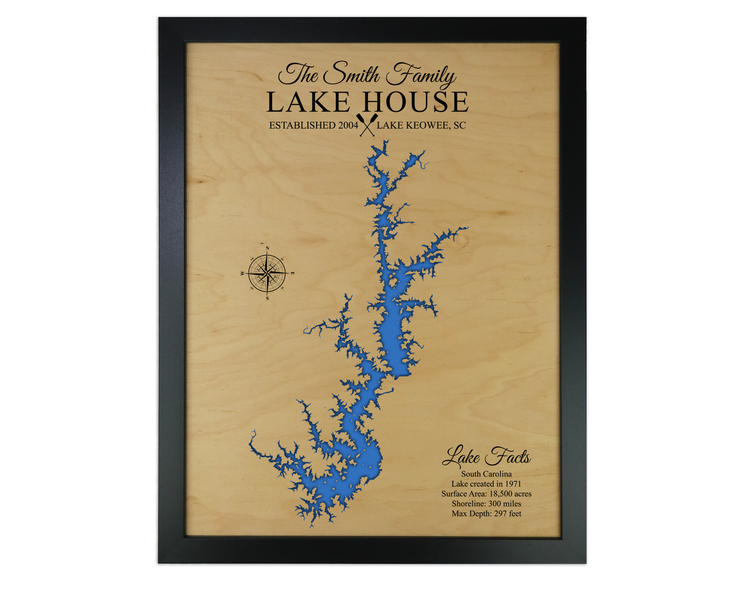 Lake Keowee Wooden map