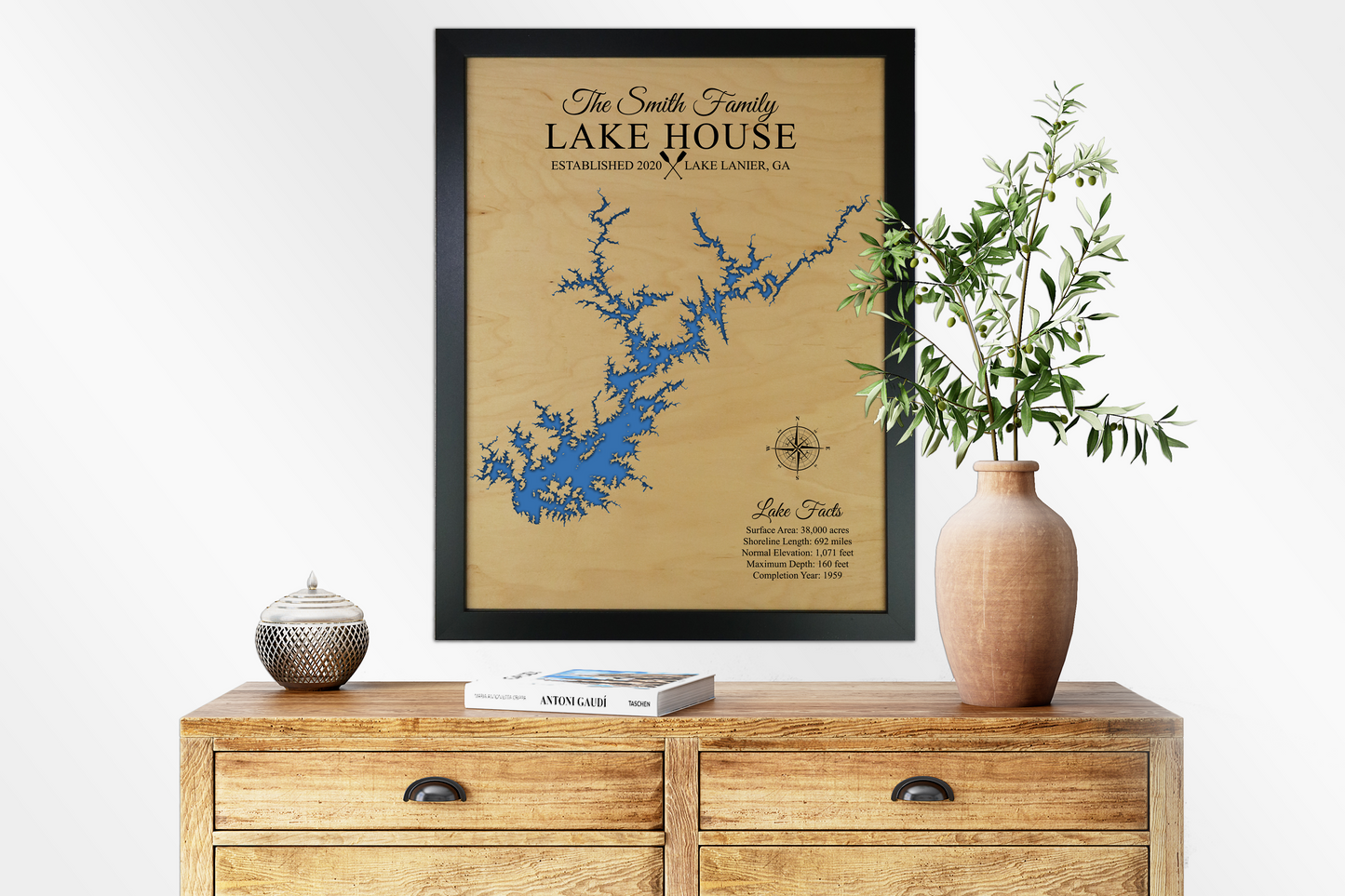 Lake lanier Wooden map