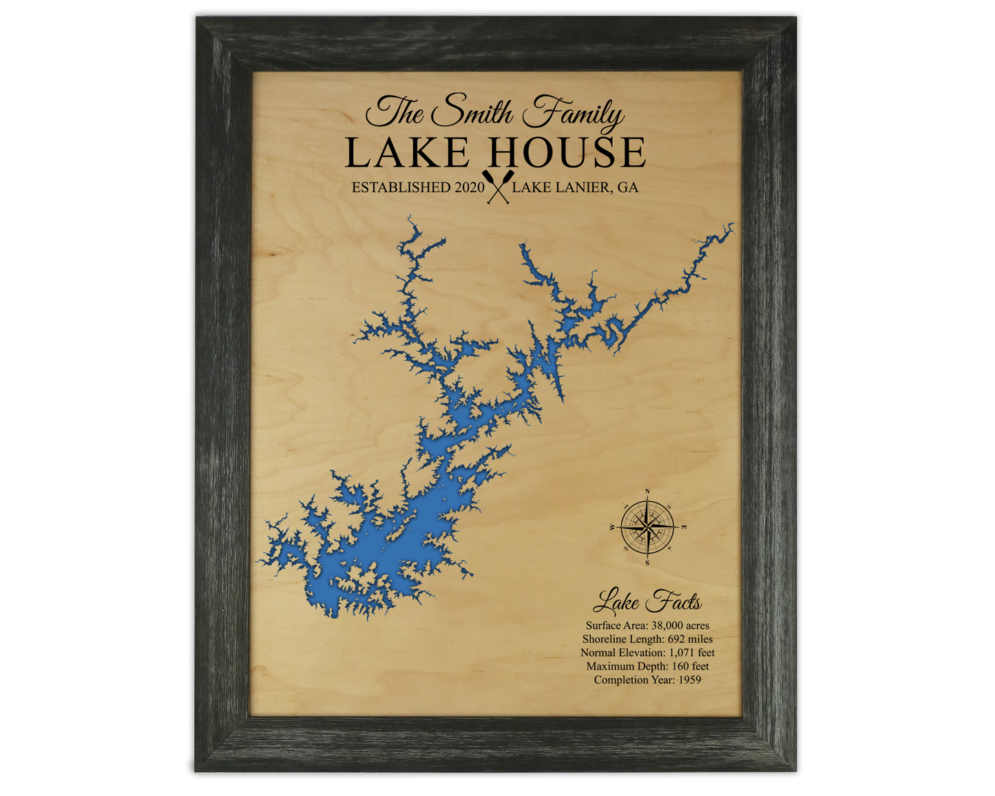 Lake Lanier wooden map
