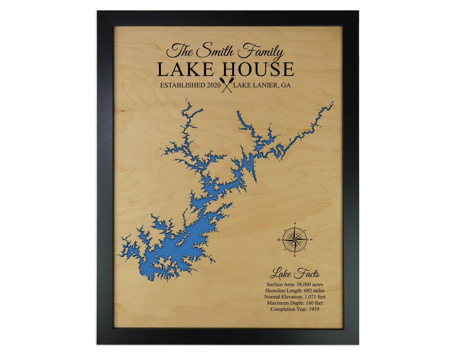 Lake Lanier wooden map