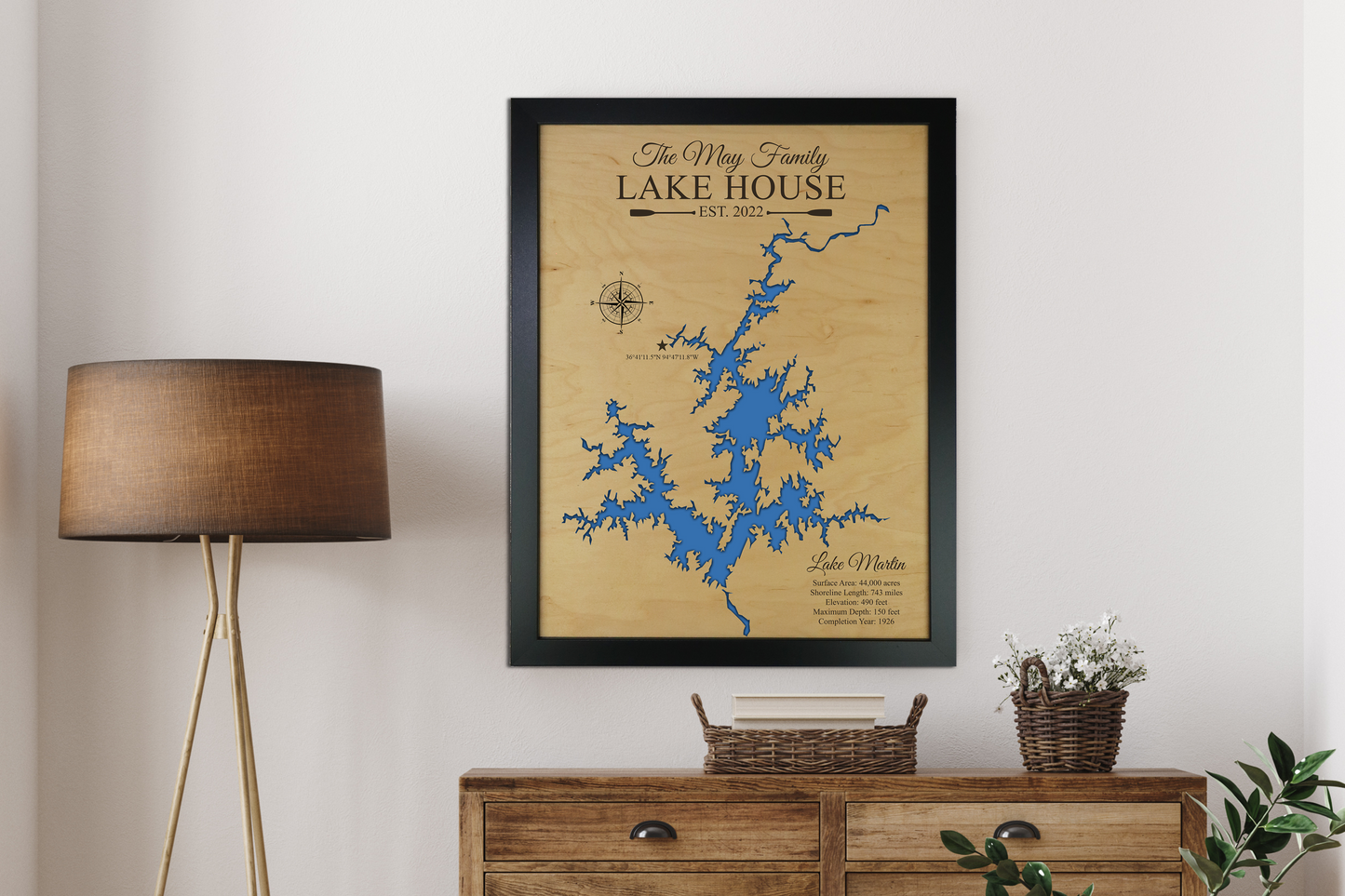 Lake Martin wooden map