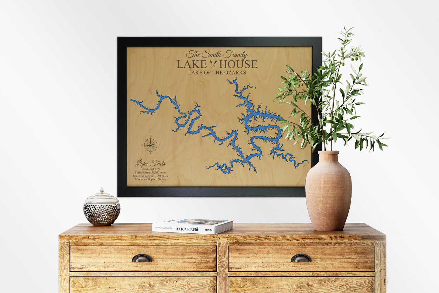 Lake ozarks wooden map