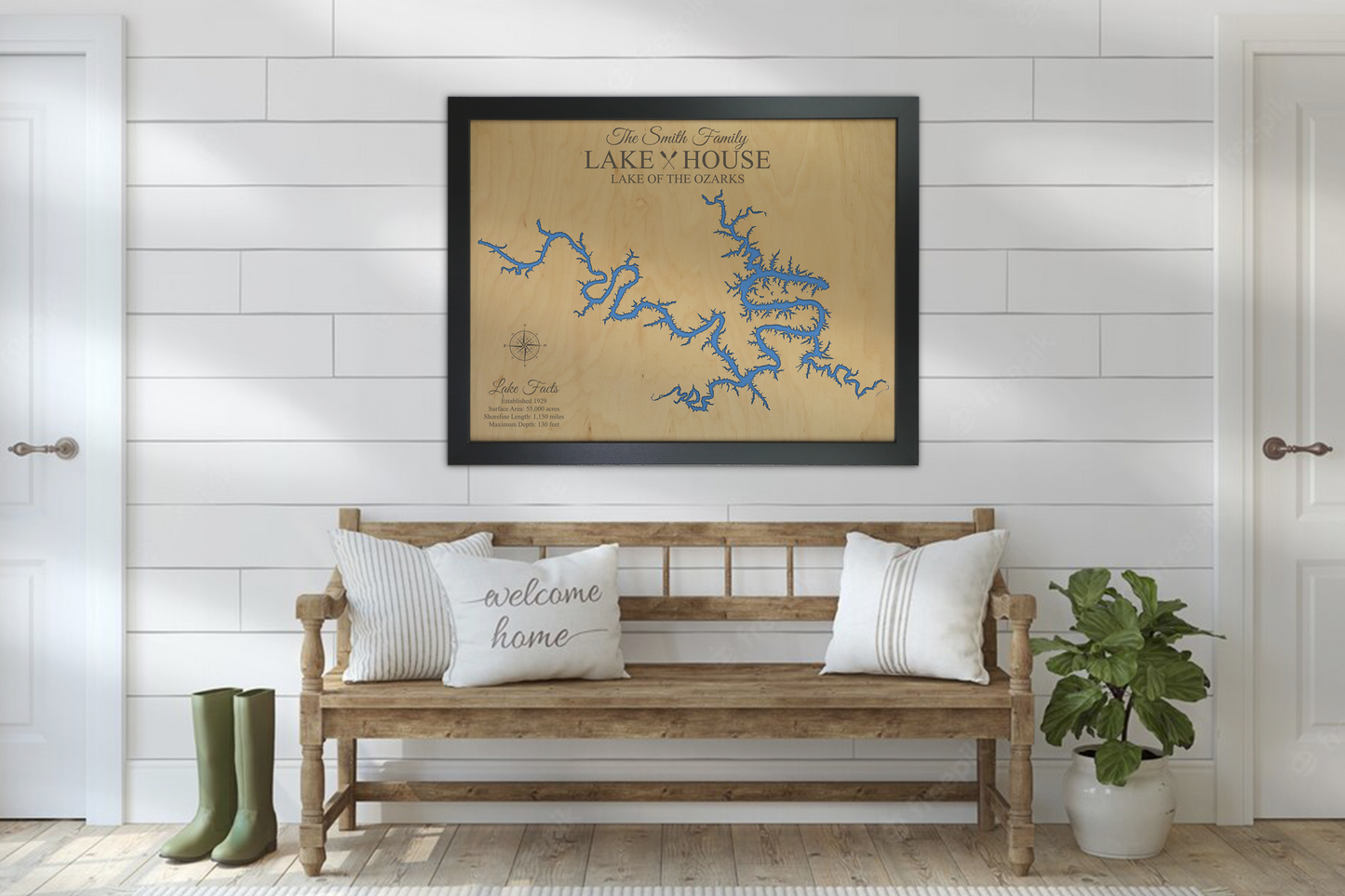 Lake ozarks wooden map