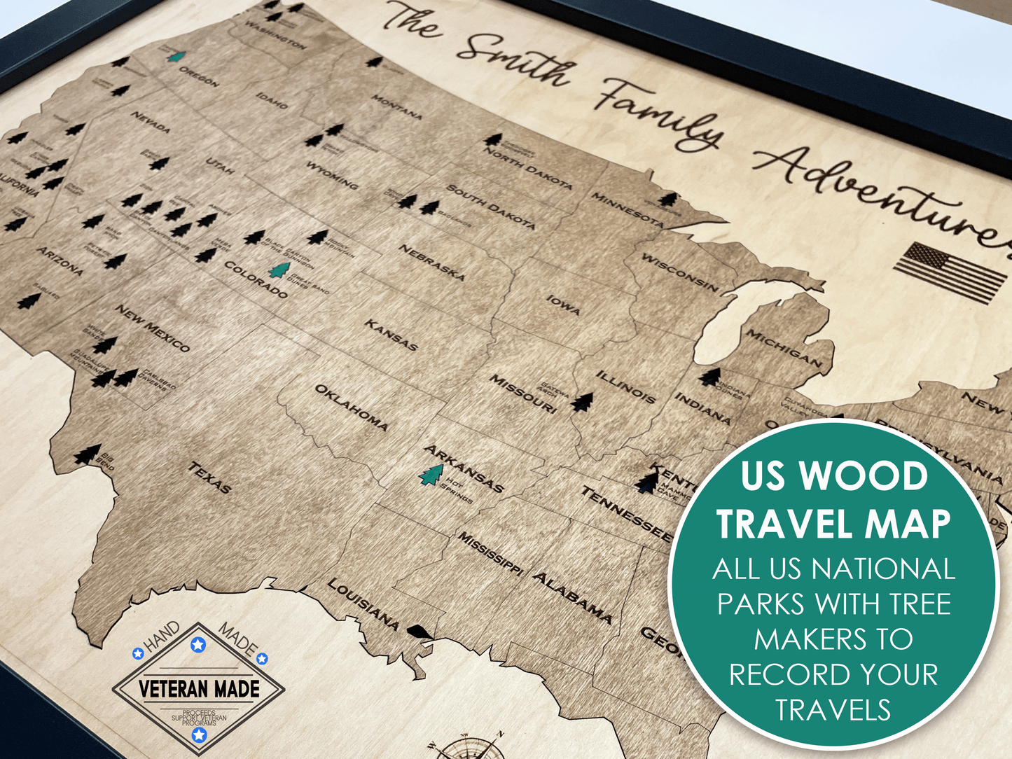 US Wood national park travel map