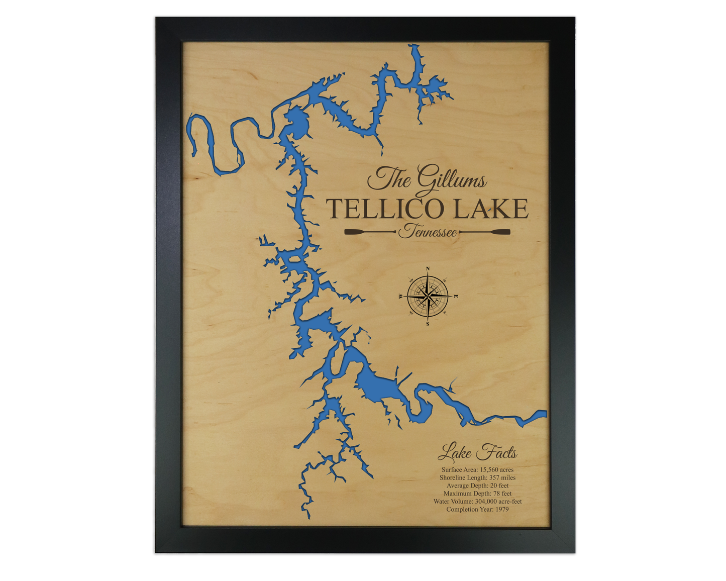 Tellico lake wooden map