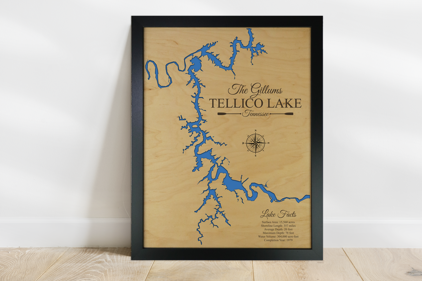 Tellico lake wooden map