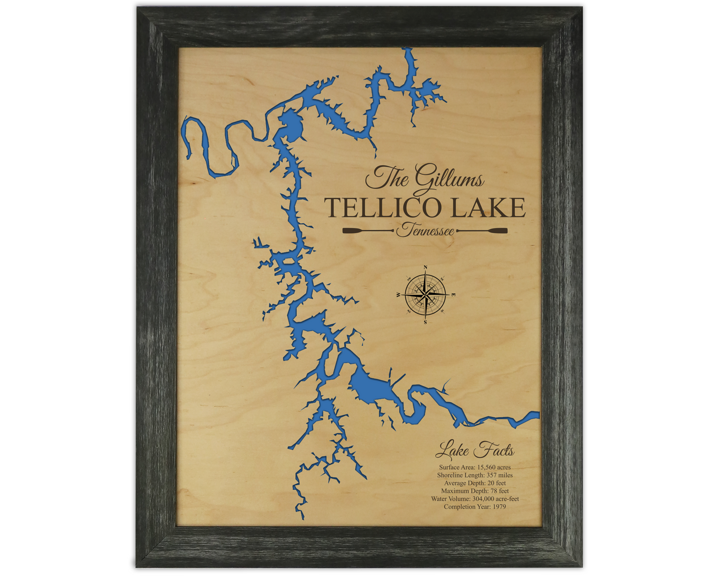 Tellico lake wooden map
