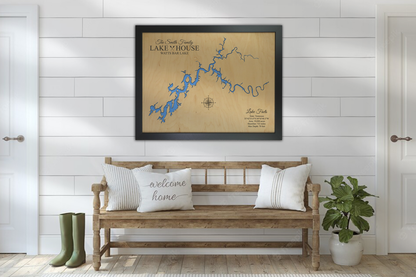 Watts Bar Lake wooden map