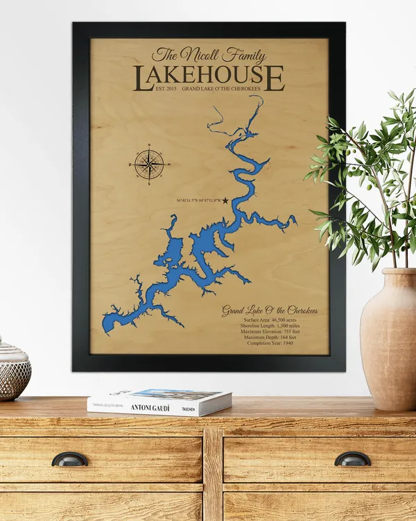 Custom Wood Map of Any Lake – Lake House Wall Art