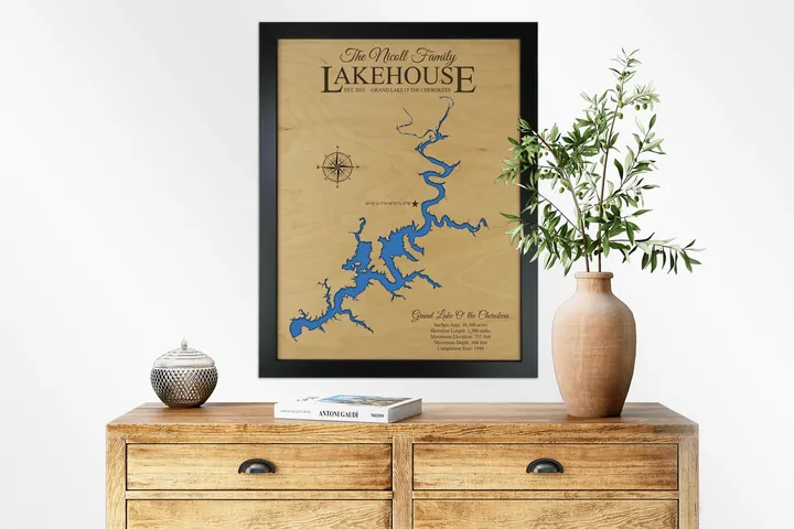 Grand Lake O the Cherokees Map, Oklahoma – view 2