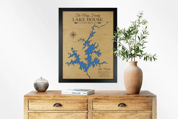 Lake Martin Alabama Custom Wood Map custom wood map