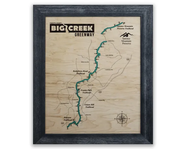Forsyth County Greenway custom wood map