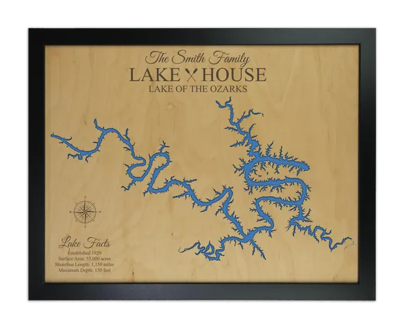 Lake of the Ozarks custom wood map