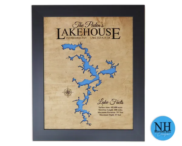 Lake Eufala OK Wood Map
