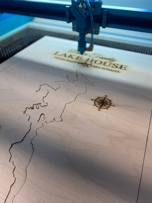 laser cutting wood lake maps