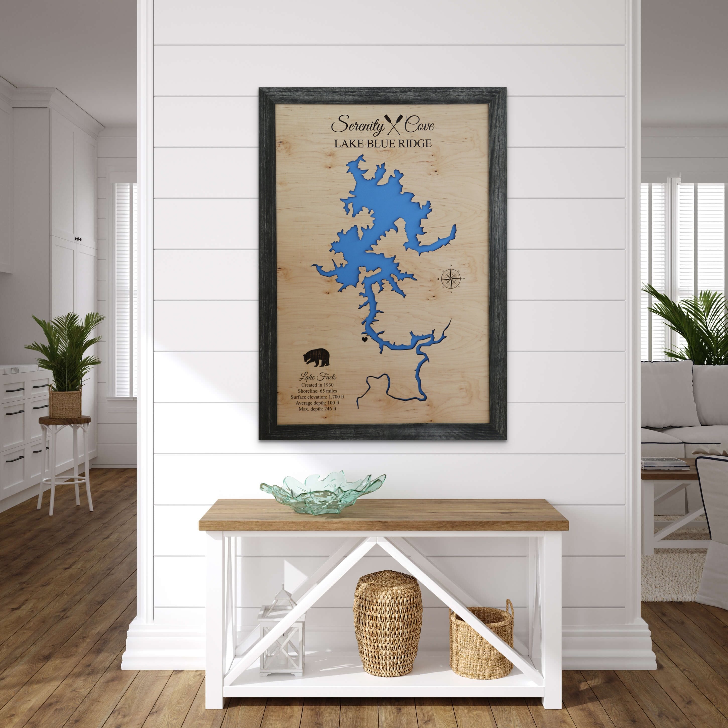 3D Wood Lake Maps for Lake House Decor | Waypoint Maps