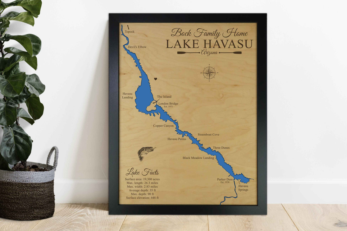 Lake Havasu, Arizona - Notting Hill Designs - Custom Wood Maps