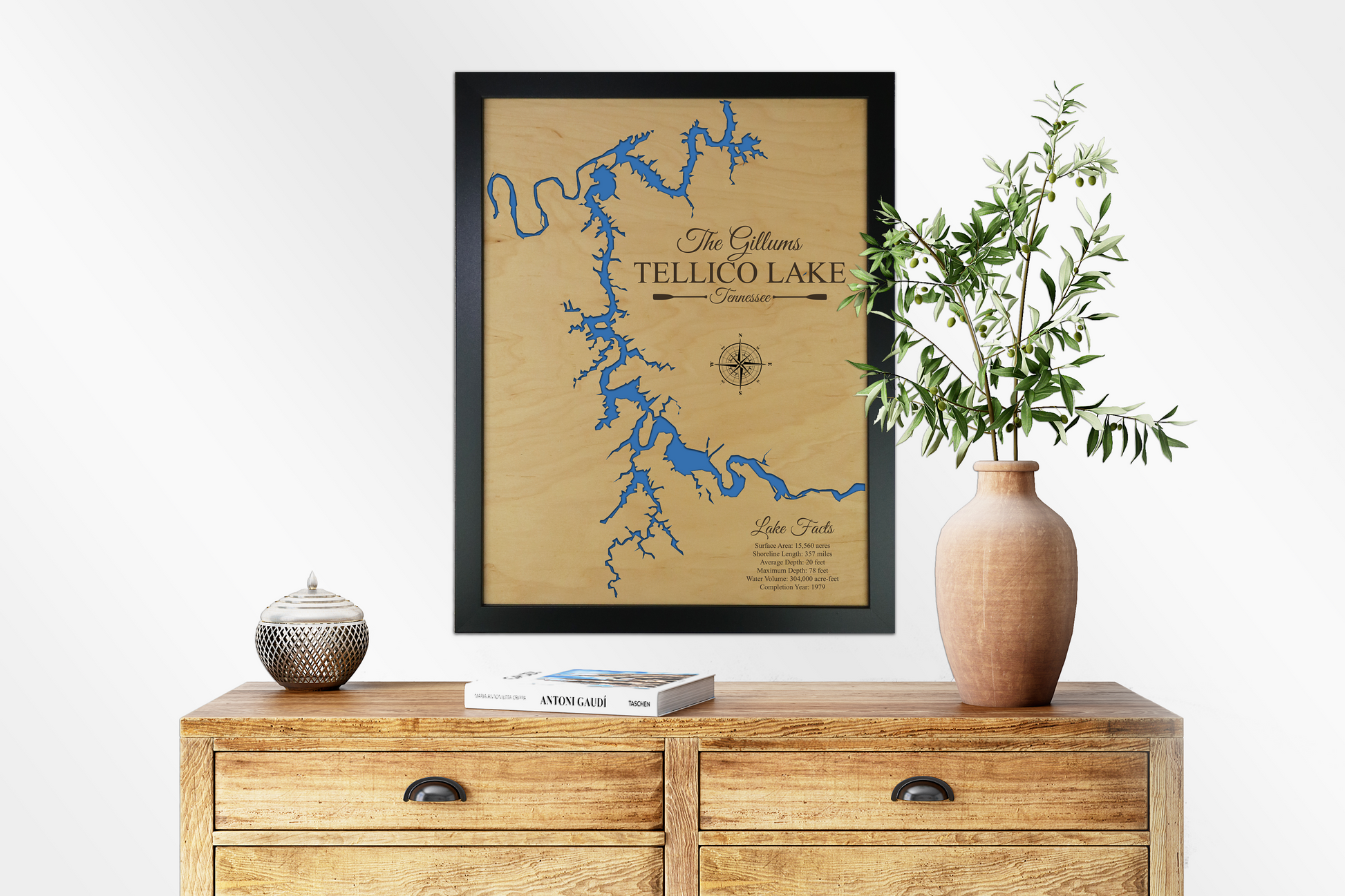 Tellico Lake Tennessee - Notting Hill Designs - Custom Wood Maps